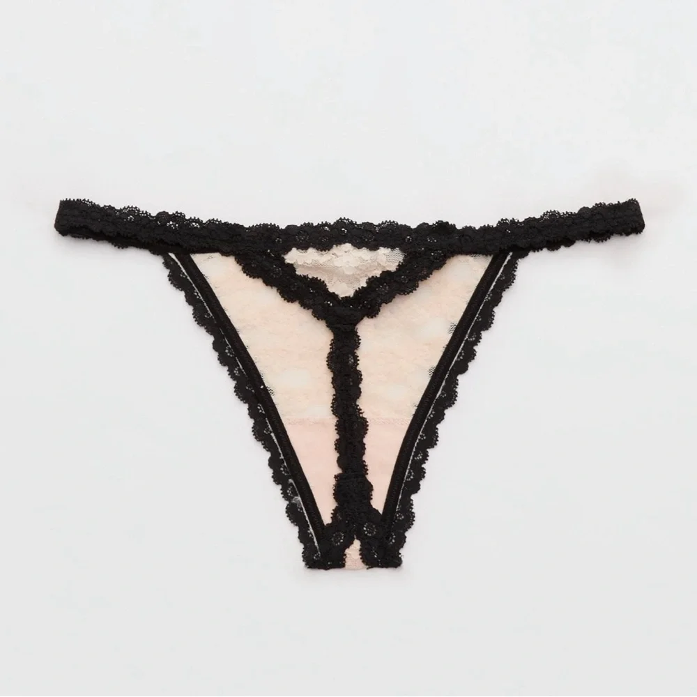 Aerie Lace Trim Thong Panties - Picture 2 of 3